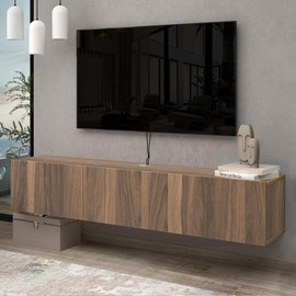 Atelier Mobili Floating TV Stand 65 inch, Floating TV Stand Wall Mounted, Floating Entertainment Center for 65 inch TV, Walnut TV Stand for Living Room Entertainment Center