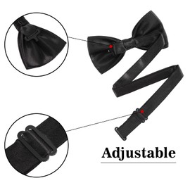 WELROG Men's Bow Tie for Wedding Party - Adjustable Satin Bow Tie Fancy Plain Bow Tie, Light Navy