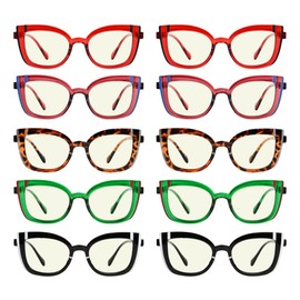 CessBlu 10 Pack Colorful Blue Light Blocking Reading Glasses for Women Spring Hinges Computer Readers +1.25
