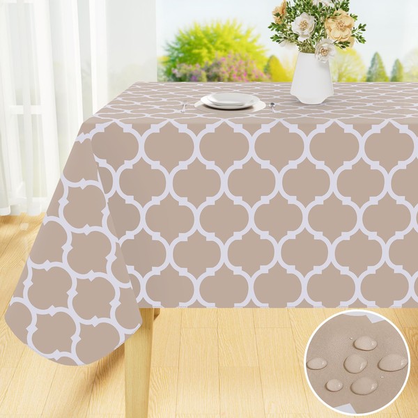 Smiry Rectangle Table Cloth, Waterproof Vinyl Tablecloths with Flannel Backing