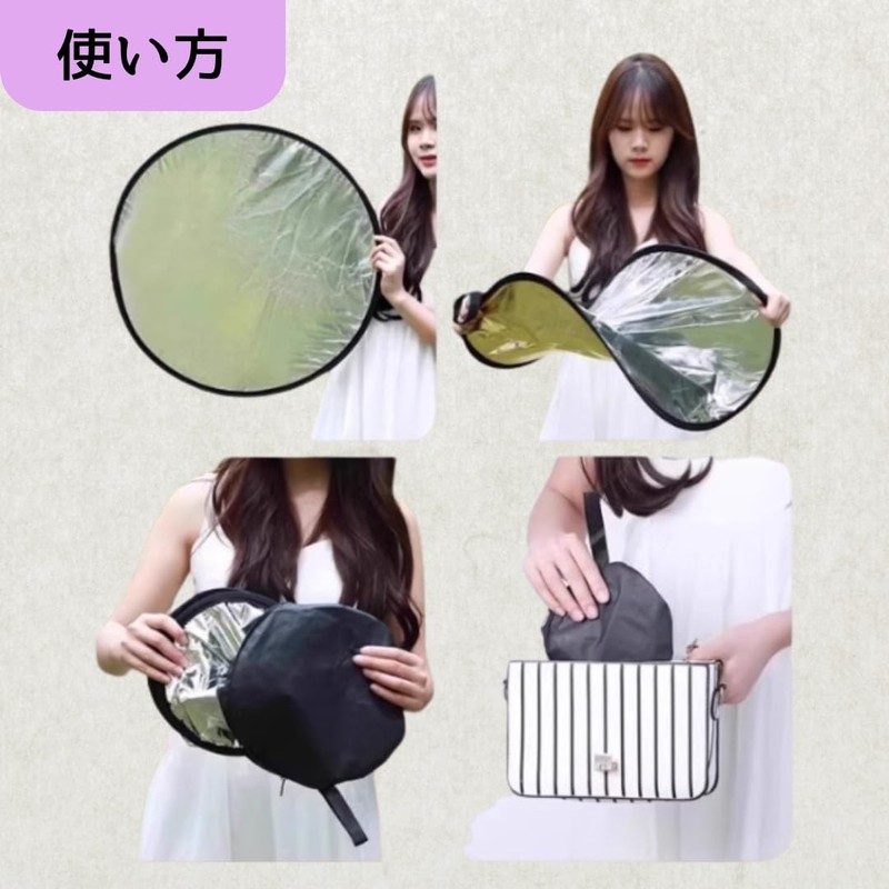 YOSHICA Round Reflector for Photography, Reflector, 2-in-1, Reversible, Silver &