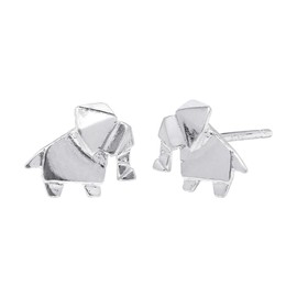 Boma Jewelry Sterling Silver Origami Elephant Stud Earrings