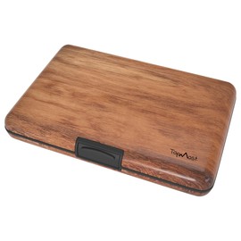 TopMost RFID-Blocking Aluminum Wallet Credit Cards Holder for Men & Women - Slots for 12 Cards and Bills, Wood Texture, 11 * 7.5 * 2cm, Card and Bills Holder