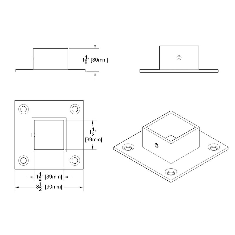 Stainless Steel 316 Grade Floor or Wall Base Flange for