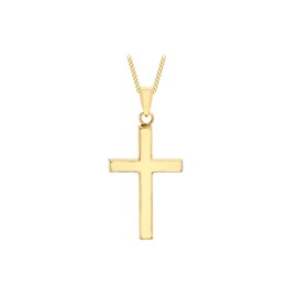 Carissima Gold Women's 9 ct Yellow Gold 15 x 25 mm Cross Pendant on 9 ct Yellow Gold 0.4 mm Diamond Cut Curb Chain Necklace of Length 46 cm/18 Inch