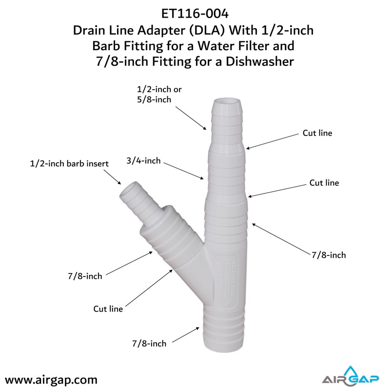Drain Line Adapter (DLA) With 1/2-inch Barb Fitting for a