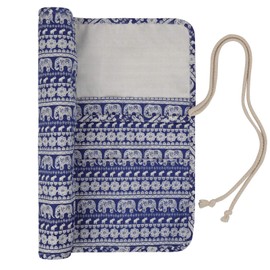 Coopay Knitting Needle Wrap, Knitting Needle Roll for Straight Short Double Pointed Needles or Tunisian Crochet Hook Storage, Knitting Pins Case and Bags Empty Organizer Holder, Canvas, Elephant