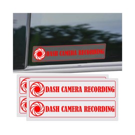 Dash Camera Recording in Car Sticker 5x1 Inches in Car Camera Recording Sign Labels Cam On Board Video for Car Window Bumper Safety 4 PCS (Off-White)