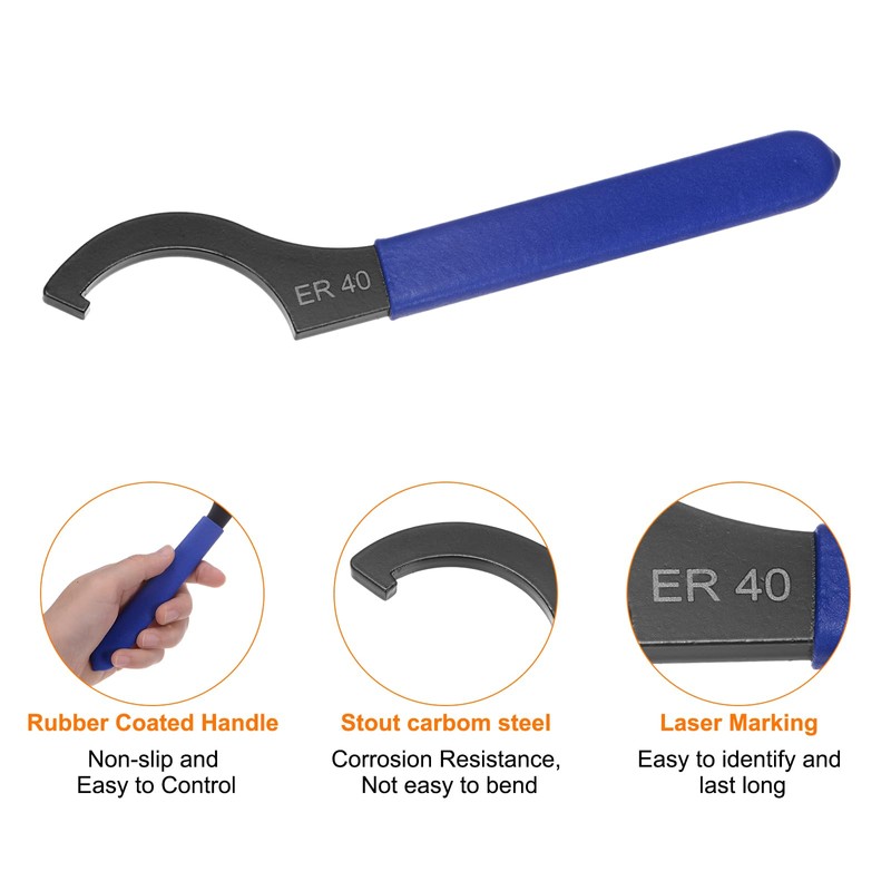 sourcing map C Hook Spanner Wrench ER40 Nut Shock Wrench