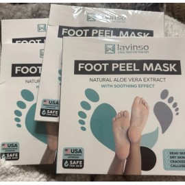 LV LAVINSO 4 Packs Foot Peel Mask - 2 Pack - Peeling Calluses and Dead skin 8 Total