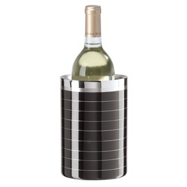Oggi Stainless Steel Double Walled Wine Cooler, Black Stripe