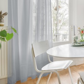 Deconovo Set of 2 Transparent Curtains, Living Room, Bedroom Eyelet Curtains, Modern, 180 x 140 cm (Height x Width), Grey