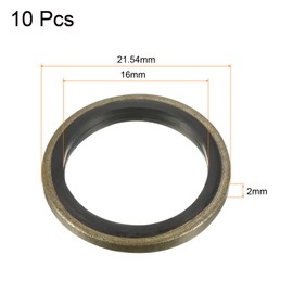 MECCANIXITY Bonded Sealing Washers M16 21.54x16x2mm Carbon Steel Nitrile Rubber Gasket, Pack of 10