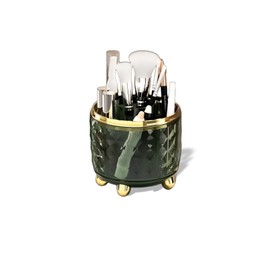ZOHCAJBO 360° Rotating Makeup Organizer, Spinning Cosmetic Storage Tower with 5 Shelves, for Desktop Vanity Organizer, Bathroom and Stationery (Dark Green)