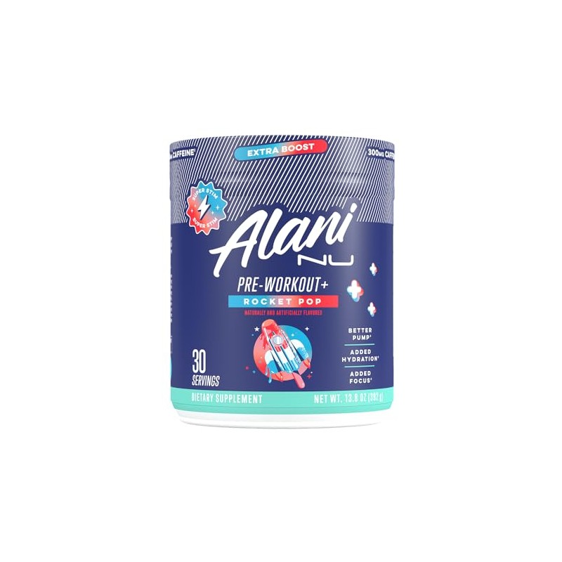 Alani Nu Pre Workout+ Powder Rocket POP, Extra Boost, Sugar