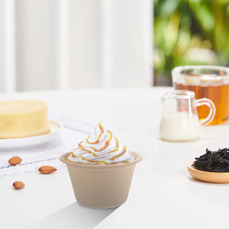50pcs Brown Paper Ice Cream Cups: Disposable Dessert Bowls Snack