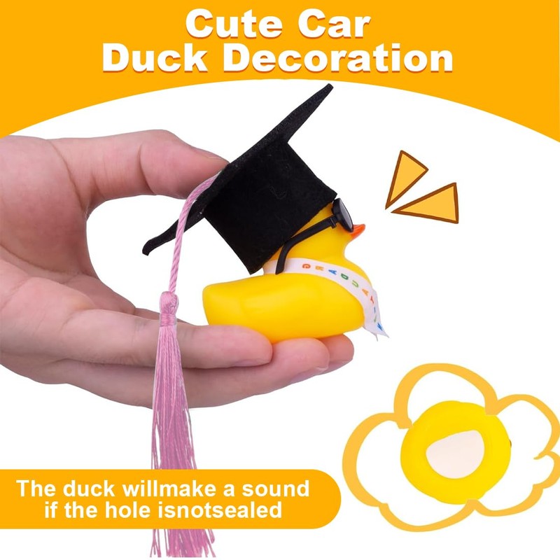 NHQZ Funny Academic Rubber Duck with Diploma, Mini Graduation Duck