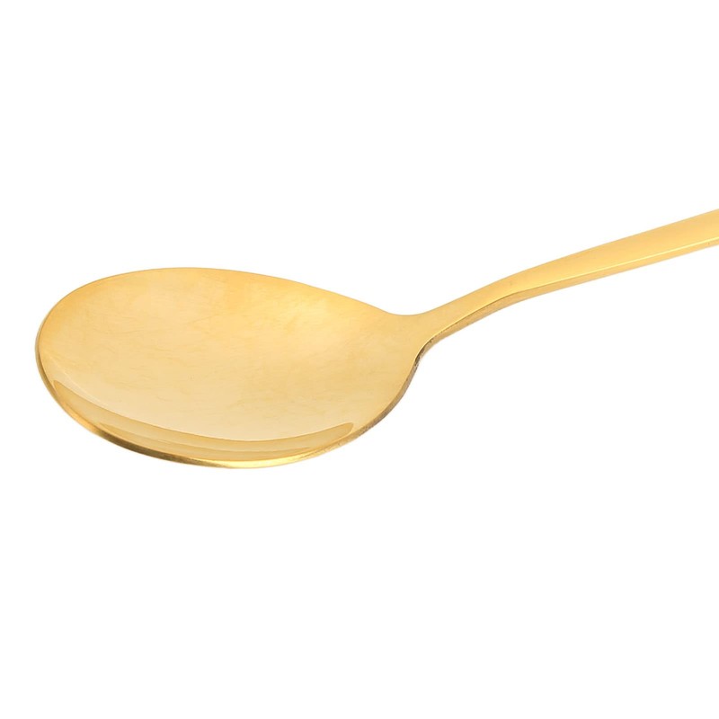 Gold Soup Spoon, Brass Long Handle Mixing Spoon Dessert Spoon