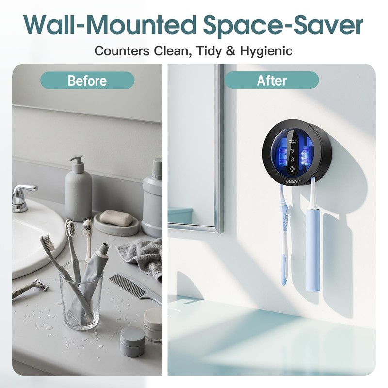 YenLove Upgraded Toothbrush Holders for Bathroom, Tooth Brush Holders Wall