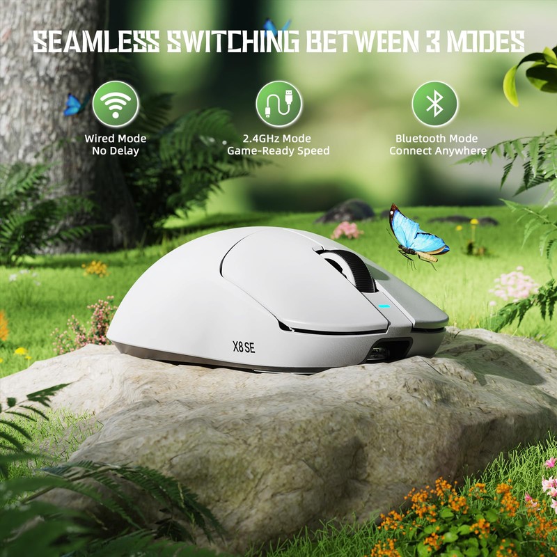 ATTACK SHARK X8 SE Wireless Gaming Mouse,55g Ultra-Lightweight Wired/BT/2.4GHz Wirelss