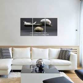 Artmyharbor 3 Pieces Motivational Wall Art Relaxing Artwork Zen Stone Pictures Black and White Office Decor Balance Stones Print Inspirational Home Art