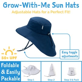 Jan & Jul Grow-with-Me Cotton Adventure Sun Hat with Large Brim for Babies, Toddlers and Kids, Small Excavators
