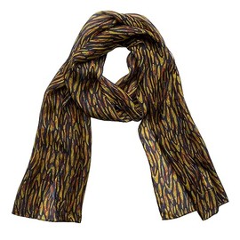 Purple Possum UK® Scarf Silk Ladies Lightweight 100% Silk Scarves (Navy and Mustard Wavy)