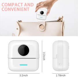 Mini Sticker Printer - Portable Wireless Thermal Printer with 3 Roll of Paper + 5 Colour Pencils,App Free, Easy to Use - for Diaries, Memos, Photos,Kids Gift(White)
