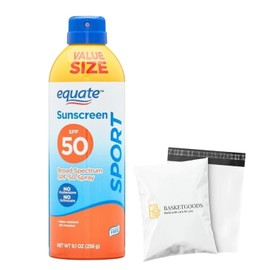Equate Sunscreen SPF 50- Value size Sport Broad Spectrum Spray, 9.1 oz (pack of 1), Set By Basket Goods
