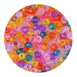 Tiehuoxia 1000+ Pony Beads for Bracelet Making, 6×9 mm Plastic Bead, Colorful Kandi Beads for Hair Braids, Crafting, Necklace and DIY Projects (Glitter)