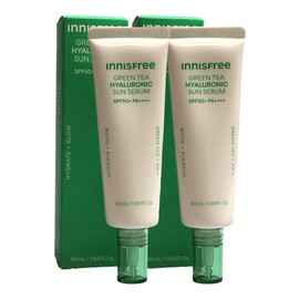 Innisfree Green Tea Hyaluronic Acid Soothing Moisture Sun Serum 50ml x 2 / 이니스프리 그린티 히알루론산 진정수분 선세럼 50ml x2개