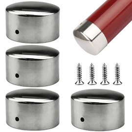2 Pairs Handrail End Caps End Caps,Stainless Steel Round Handrail End Cap, Ultra-Thin 0.4mm, For 59 mm Handrail Round Handrail End Cap,With 4pcs Stainless Steel Screws (59mm)