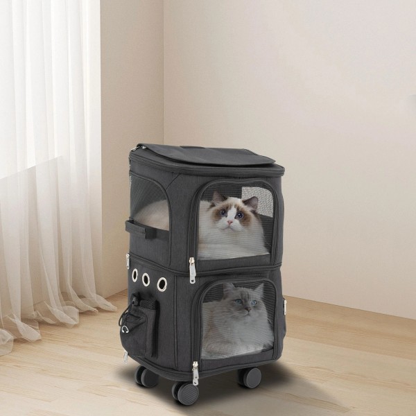 GDRASUYA10 2-Tier Dog Trolley Bag Double-Compart