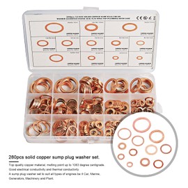 Pack of 300 M5-M20 Copper Flat Washers Sealing Ring, Copper Rings Assortment Sealing Rings Copper Ring Kit, Washers Assortment Set (12 Sizes)