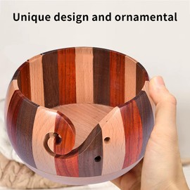 Wood Yarn Bowl, Wooden Yarn Storage Bowl Knitting Wool Stroage Bowl, Rosewood Hand Carved Yarn Bowls for DIY Knitting Crocheting Home Decor