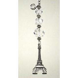 Silvery Eiffel Tower with Clear Faceted Glass Ceiling Fan Pull Chain