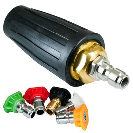 Selyse Pressure Washer Rotary Nozzle, 5 Tips Set, 1/4" Quick Connection, 4000 PSI, Rotating Turbo Nozzle, 3.5 Opening
