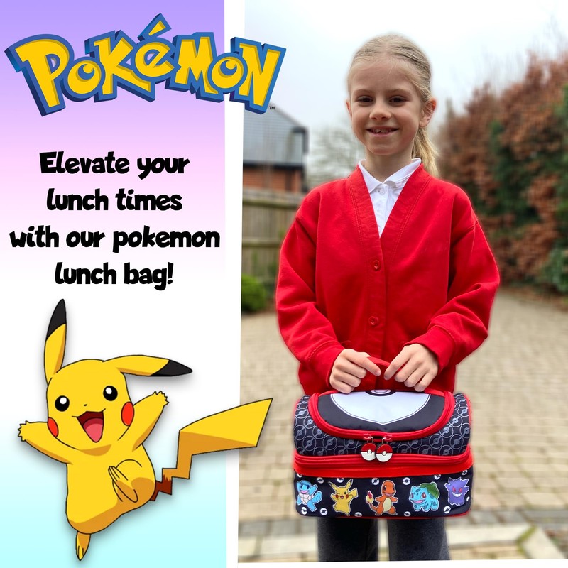 Pokémon Kids School Thermal Insulated Double Decker Lunch Bag Multi