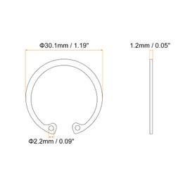 sourcing map 50Pcs 28mm Internal Retaining Ring Circlip, 304 Stainless Steel Internal Circlip Snap Rings C-Clips for Grooved Shafts Studs, Silver Tone