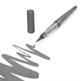 Pentel Refillable Colour Brush Pen - Nylon Tip – Grey Barrel – Grey Ink - Pigment Edition