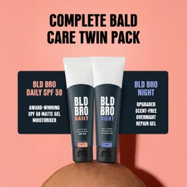 BLD BRO SPF 50 + Night Duo, 24-Hour Skincare Set for Bald Men – Gel Moisturisers to Protect, Hydrate & Restore – 2×60 ml