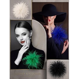 Cunno 8 Pcs Feather Flower Brooch Pins, Lapel Brooch for Women Men