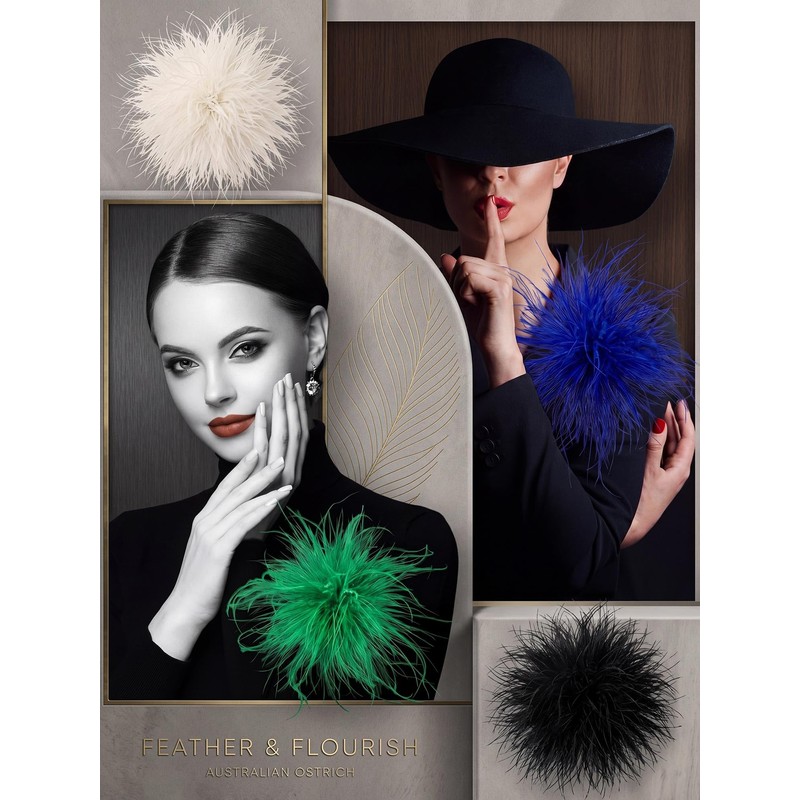 Cunno 8 Pcs Feather Flower Brooch Pins, Lapel Brooch for