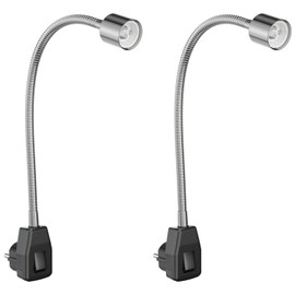 ledscom.de LESCH Socket Light / Reading Lamp Gooseneck Switch Chrome / Black 1x GU10 Max. 10 W Pack of 2