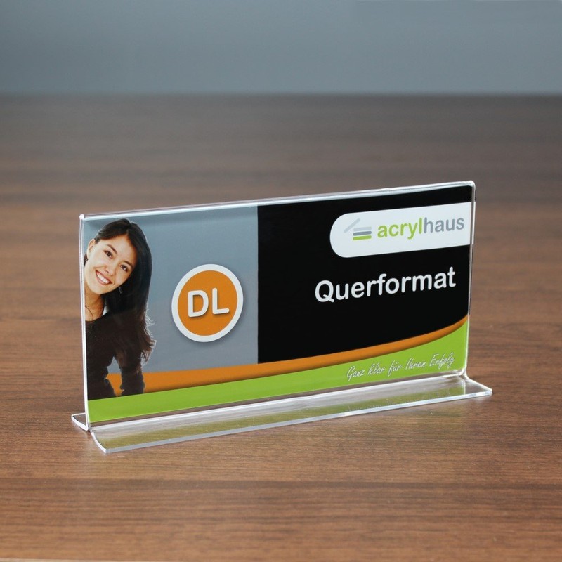 T Stand/Display/Stand DL (210x99 mm) Landscape Format Made From Acrylic