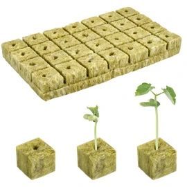 DIELOVEHUA Pack of 28 Rockwool Cubes, 2.5 x 2.5 x 2.5 cm Rock Wool Cultivation, Rockwool Cube, Rock Wool Grow Cultivation, Rock Wool Insulation, Rock Wool Mat for Cuttings Transplanting Cloning