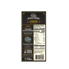 Lundberg Organic Thin Stackers, Cracked Black Pepper, 6 oz (Pack of 6), Thin Rice Cakes, Gluten-Free, Vegan, Healthy Snacks
