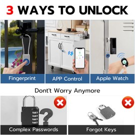 Fingerprint Cable Lock, Eseesmart Long Shackle Fingerprint Padlock with APP Control, Cabinet Lock, Luggage Lock, Outdoor Waterproof Padlock for Gym Locker, Luggage Suitcase, Cabinets, Gate, Blue