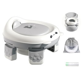 Portable Travel Potty, Training for Baby to Toddler, Travel Toilet Seat with Charts and Storage Bag, Folding Potty for Kids Boys Girls Indoor and Outdoor (Gray)