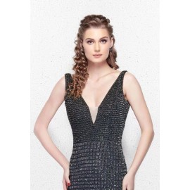 primavera couture NWT Primavera Couture charcoal sequin prom formal dress gown size 0 style 3021